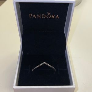 Pandora - Beaded Wishbone Ring - SZ 8.5